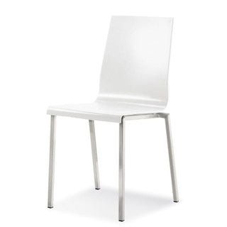 Pedrali Kuadra 1101 white chair with satinized steel legs - Buy now on ShopDecor - Discover the best products by PEDRALI design